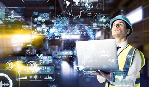 Prepare for the future to make sure your clients get the greatest return on their investment. Businessman in high-vis jacket and hardhat with laptop