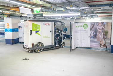 MEWA is currently utilizing part of the APCOA car park under the Mall of Berlin as an interim storage facility