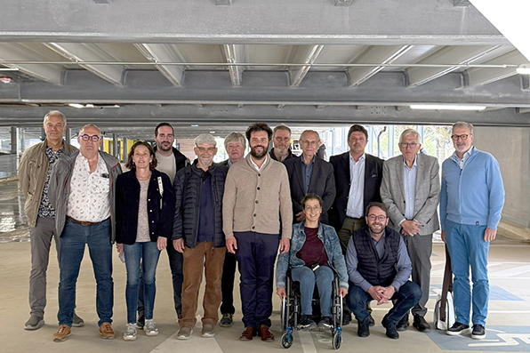 Group picture inside a parking lot 