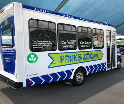 Park&Zoom shuttle bus in airport car park 