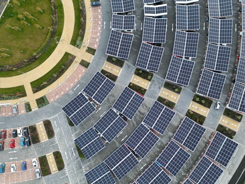 image of a parking project with solar panels