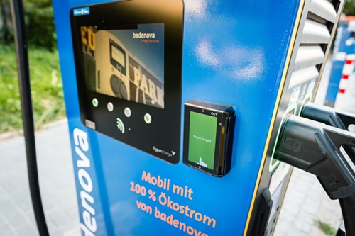 CCV payment terminal at EV charging hub.