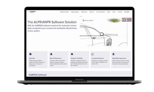 The new CARRIDA website shows the companies extensive ALPR software solutions portfolio