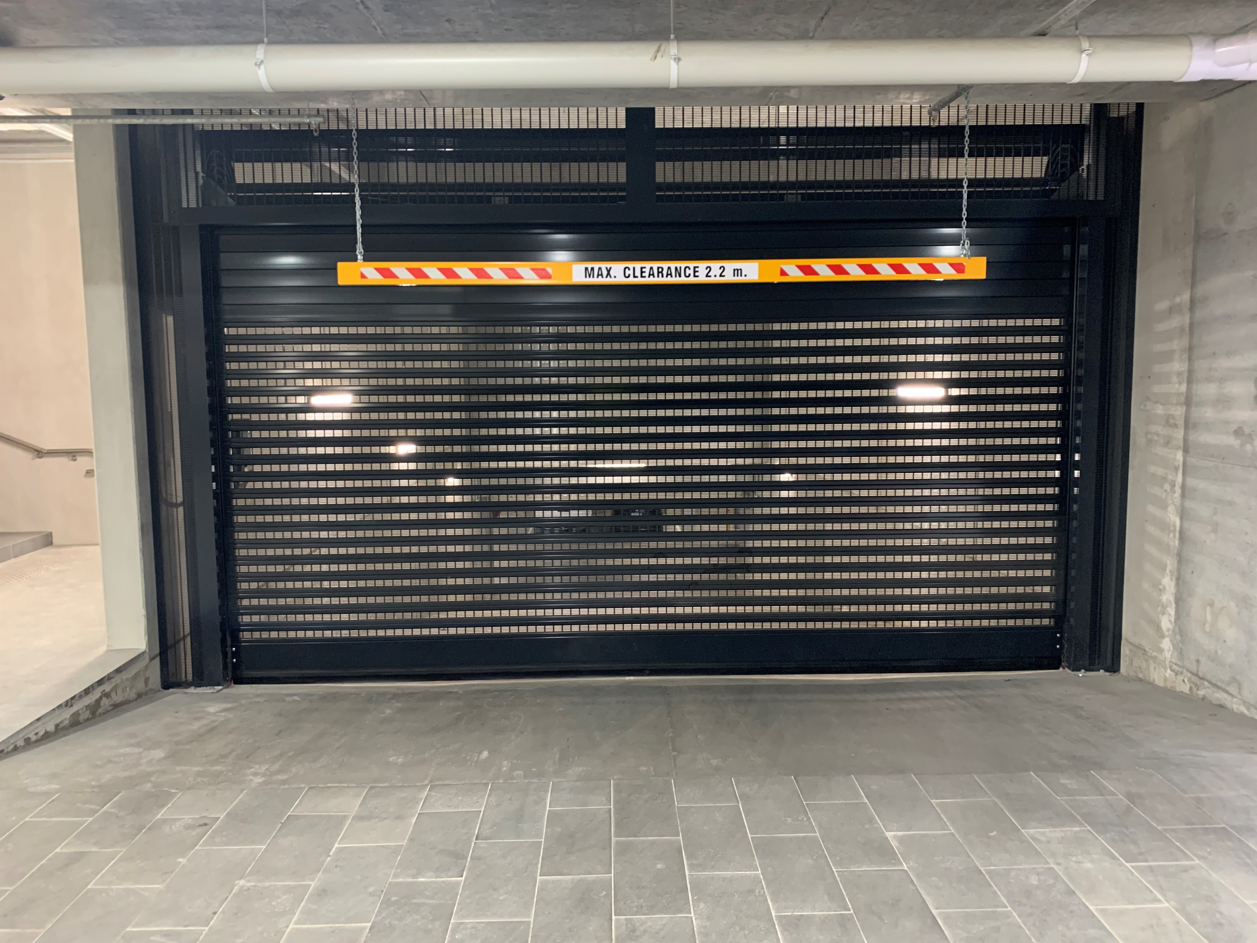 External door of the Malt District parking lot in Melbourne 