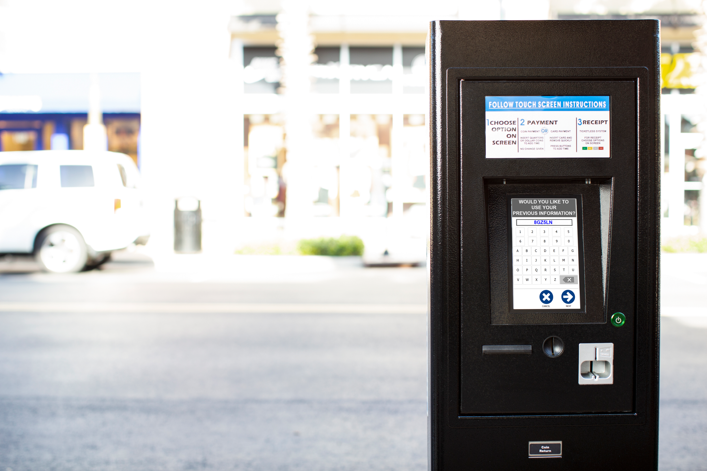Recall feature of Flowbird's pay station software remembers license plate number to limit interactions with meters.