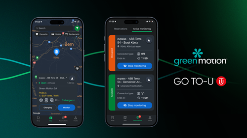 In the GO TO-U app, you can access 2,893 Green Motion charging stations in the aforementioned countries