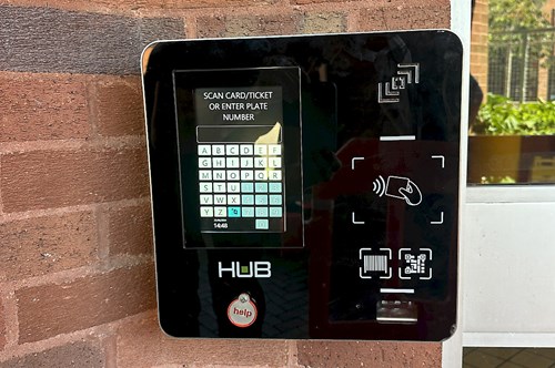 Automatic HUB access reader at the pedestrian door of Blackfriars Car Park Automatic HUB access reader at the pedestrian door of Blackfriars Car Park