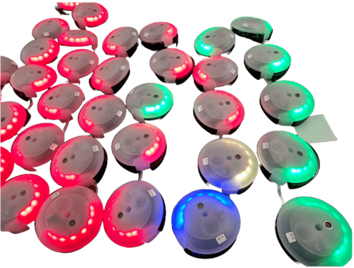 image of ultrasonic sensors with RGB colour choice for parking garage
