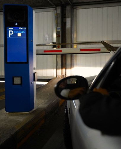 car at the prking gate