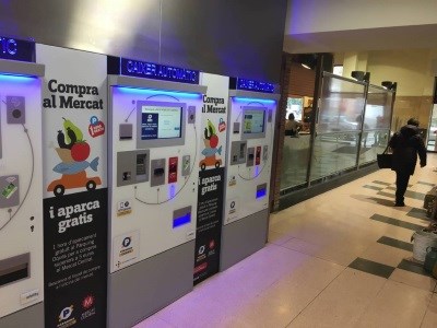 Parking payment machines inside a shopping center