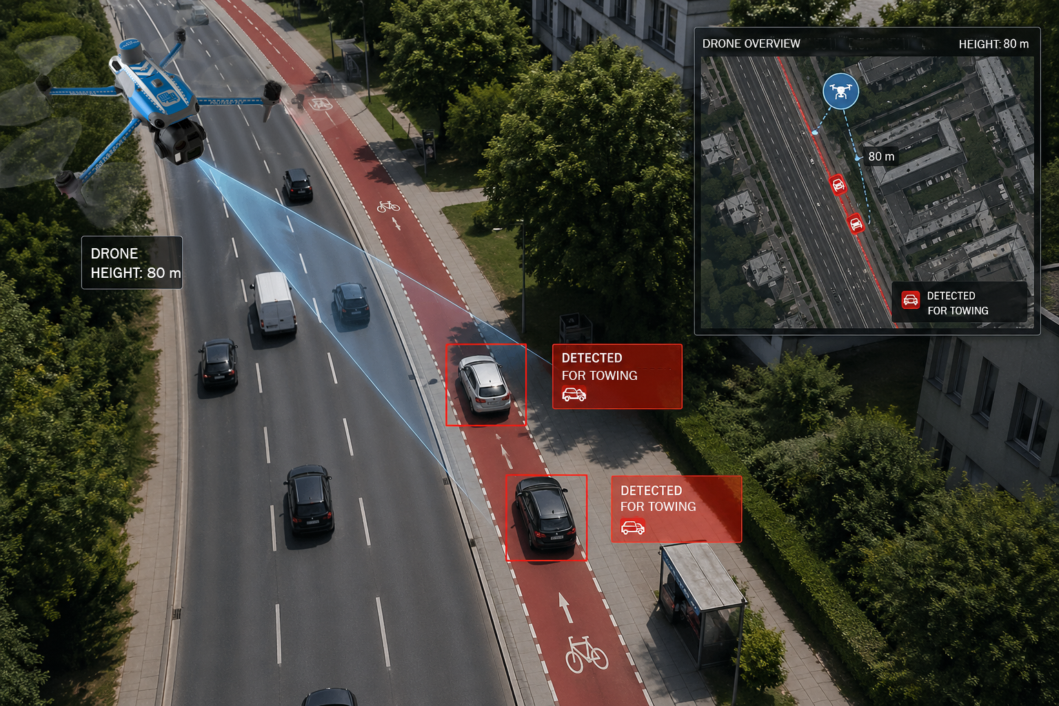 Politess® Fly enables fast, precise, and legally compliant detection of traffic violations