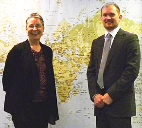 Mark Pegler with ParkCloud's local Member of Parliament, Ann Coffey