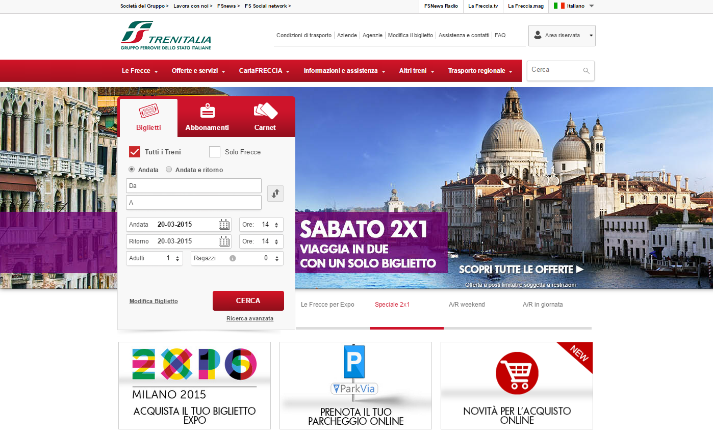 Trenitalia homepage