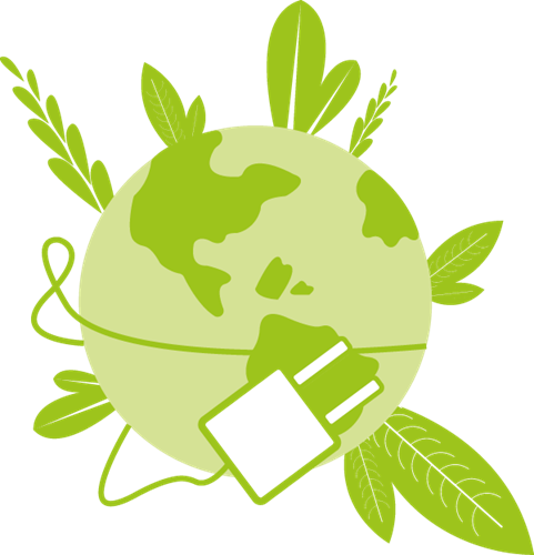 icon showing a green globe with a charger