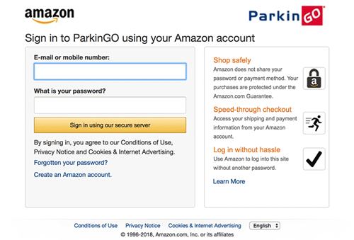 ParkinGO payment with Amazon