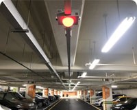 Red sensor in underground parking lot