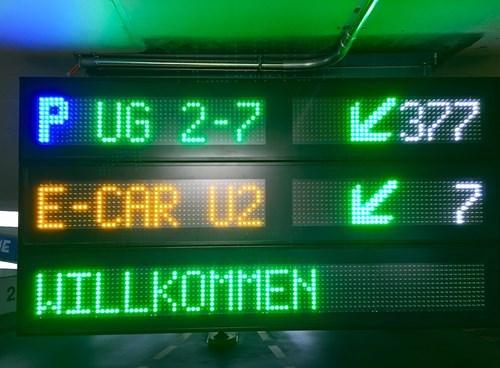 digital signs in a parking lot