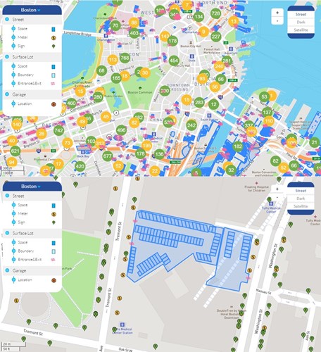 Parking Data Map of Boston, US