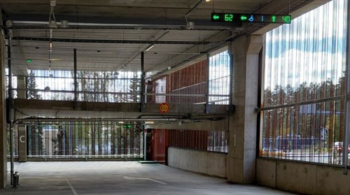 New Assi Hospital parking New Assi Hospital parking facility entrance.