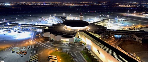 Night time aerial view of Ben Gurion Airport 