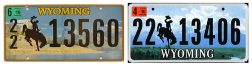license plates from Wyoming, US