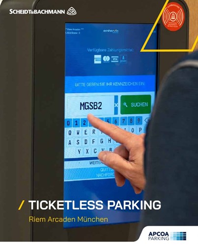 Scheidt & Bachmann's Conversion to a Ticketless System in Record Time Person Using a Machine to Pay in a Parking Lot
