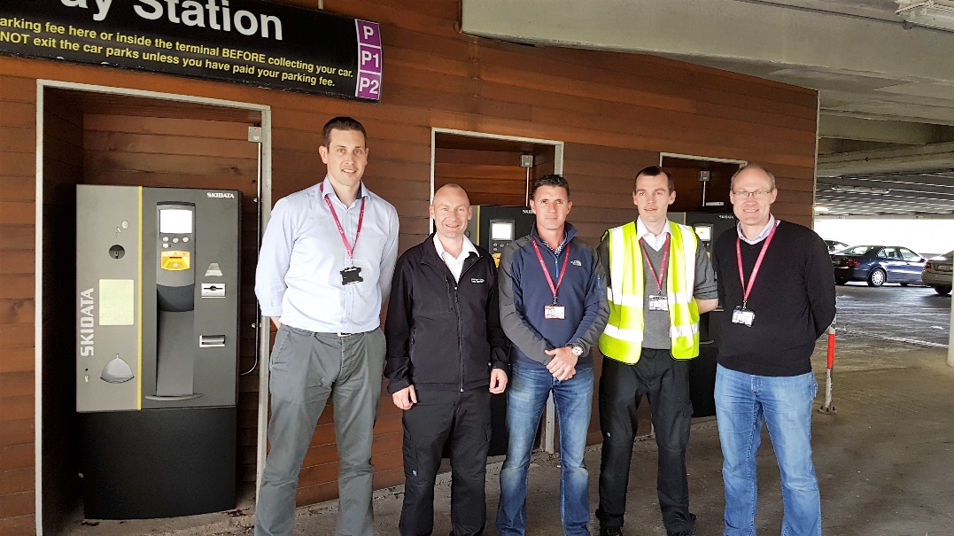 Cork Airport Project Team from Left: Darran Dineen (IT Service Delivery Manager), Bernard Dooling (Car Park Manager), Harry O’Sullivan (IT), Paul O’ Donovan (Car Parks), Conor O’ Driscoll (IT Business Relationship Manager)