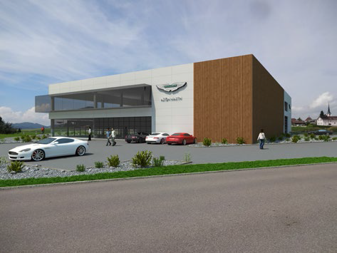 Rendering of the new dealership of Aston Martin St. Gallen