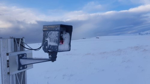 Camera covered in snow.