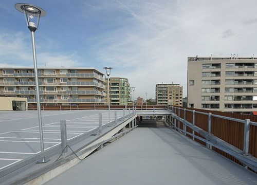 Rooftop and ramp of a parking garage