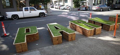 PARK in green letters