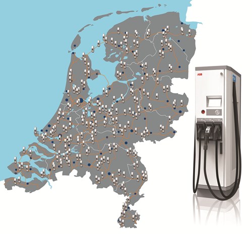 Map Netherlands with EV charing points Map Netherlands with EV charing points