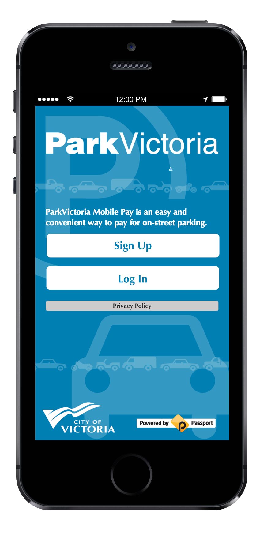 ParkVictoria Sign Up screen