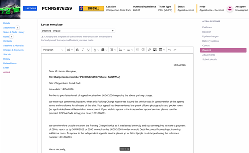 Appeals response An example of an ai powered appeals response