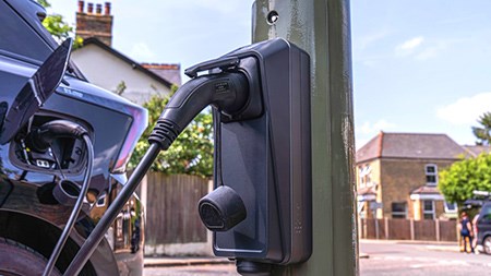 EV Charging An EV charging post in Reading, UK